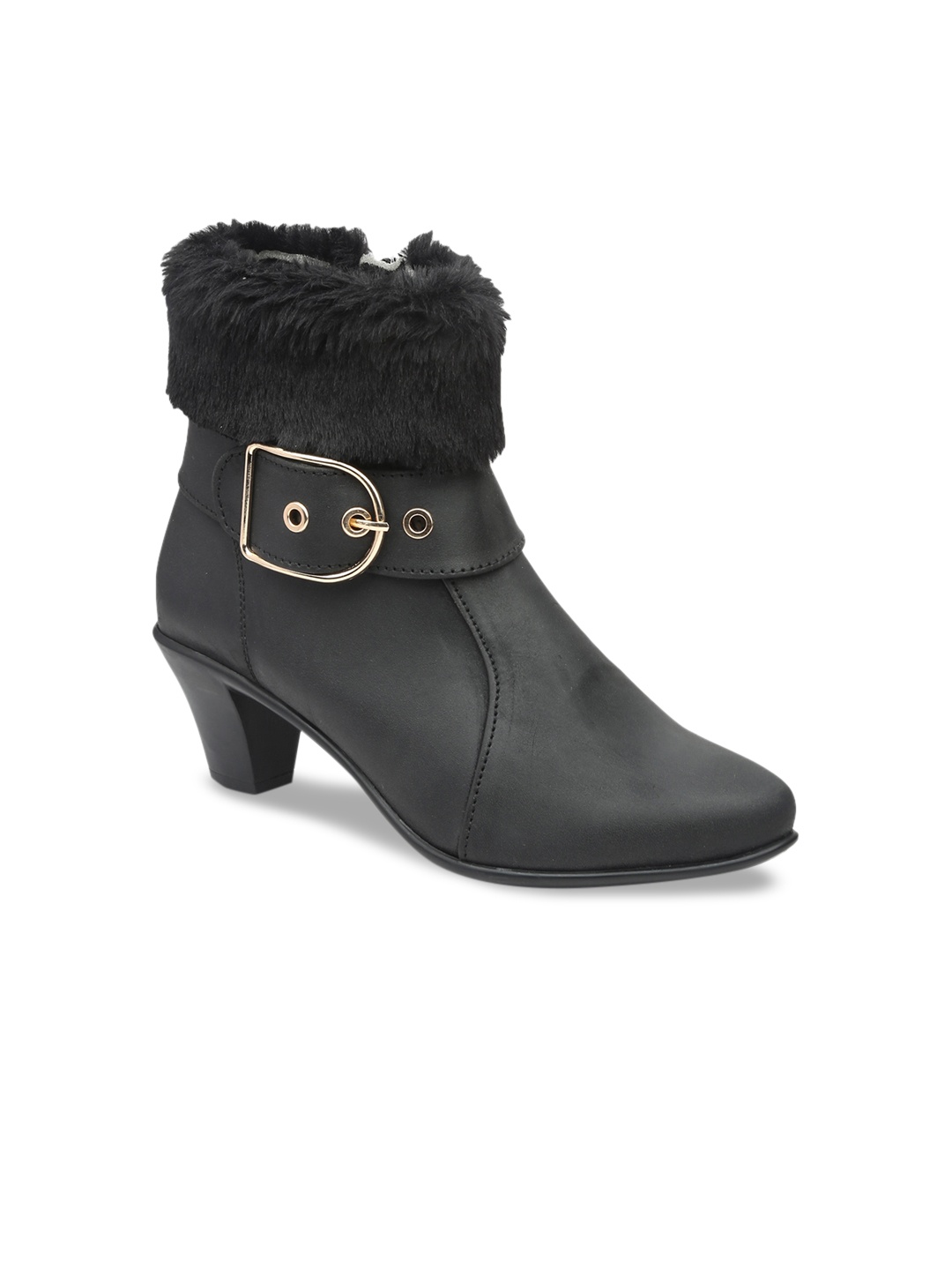

VALIOSAA Women Black Solid Heeled Boots