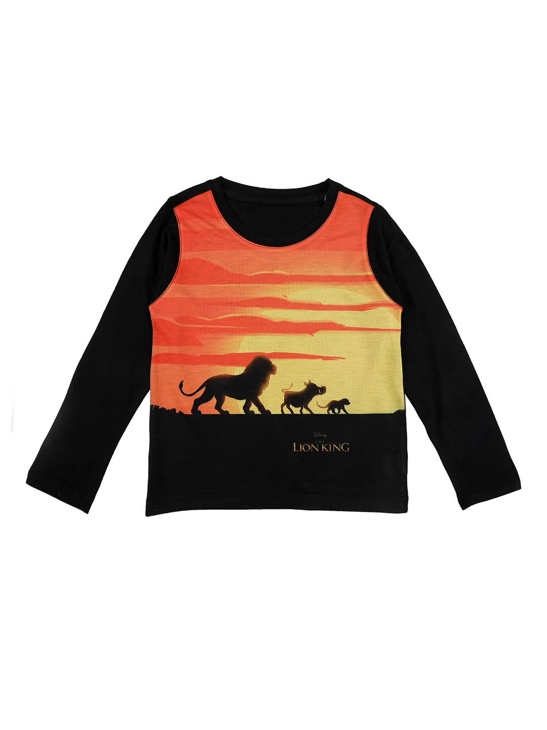Disney by Wear Your Mind Boys Black Printed Round Neck T-shirt
