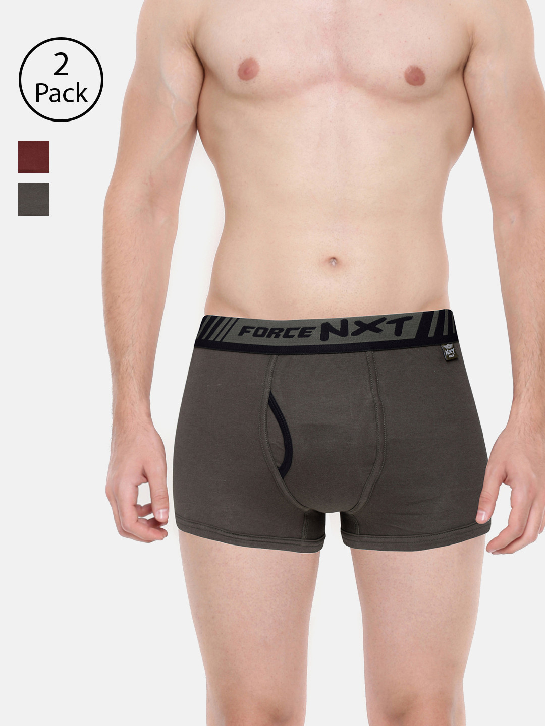 

Force NXT Men Pack of 2 Solid Assorted Trunks MNFF-133-PO2, Brown