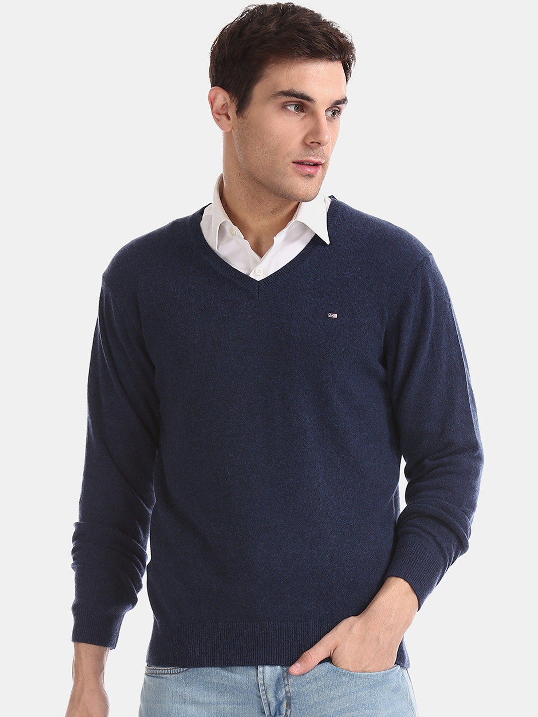 

Arrow Sport Men Blue Solid Sweater