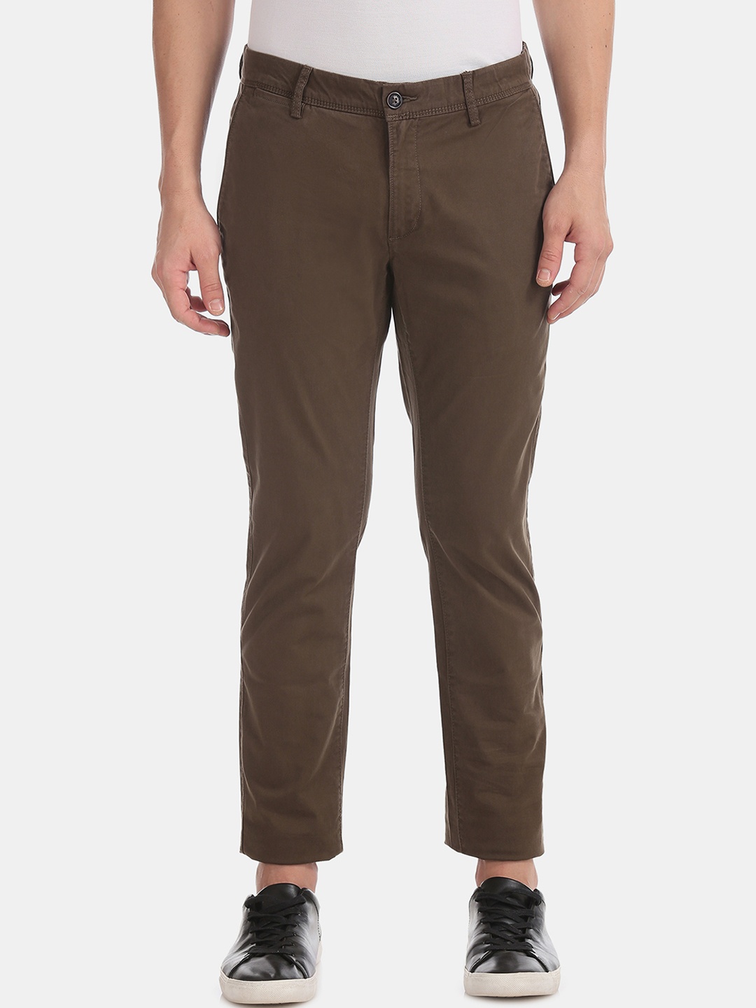 

U.S. Polo Assn. Men Brown Slim Fit Solid Twill Weave Chinos