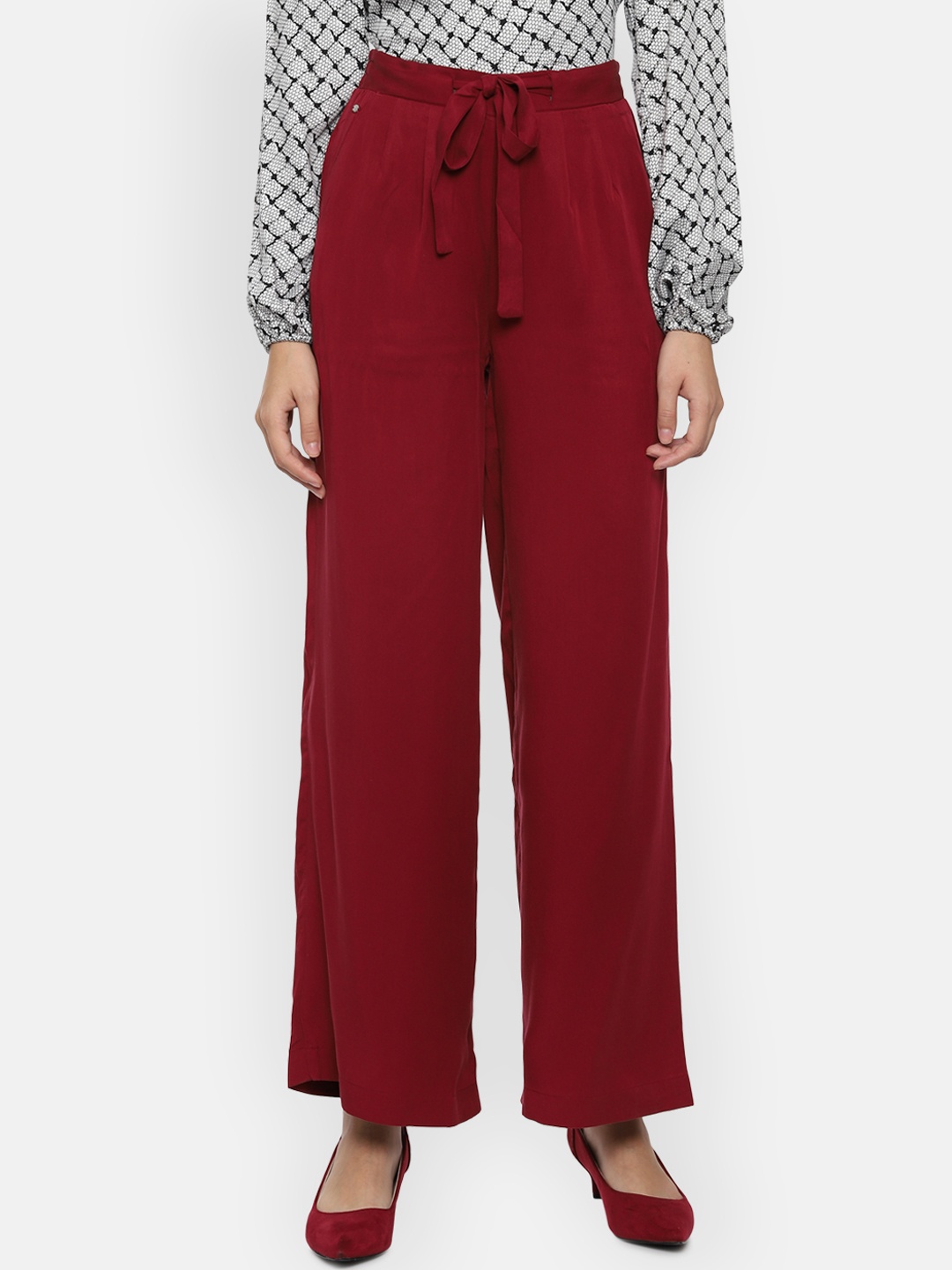 

Allen Solly Woman Red Regular Fit Solid Parallel Trousers