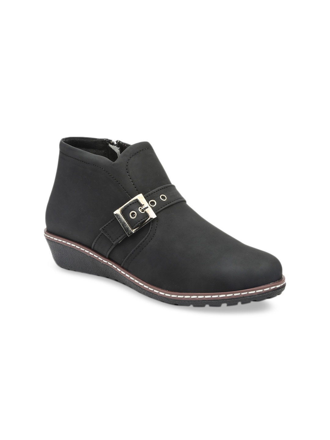 

VALIOSAA Women Black Solid Heeled Boots