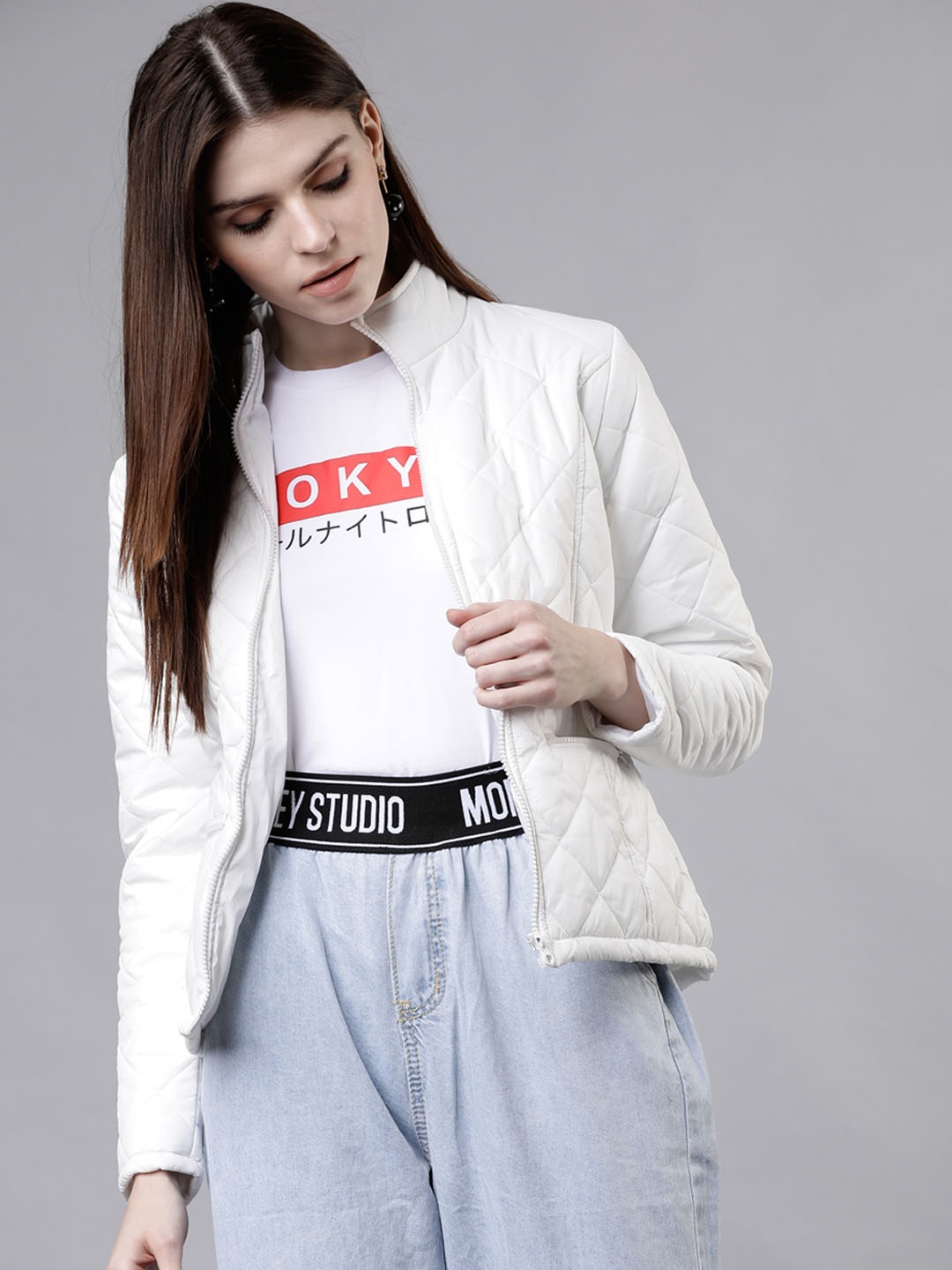 

Tokyo Talkies Women White Solid Jacket