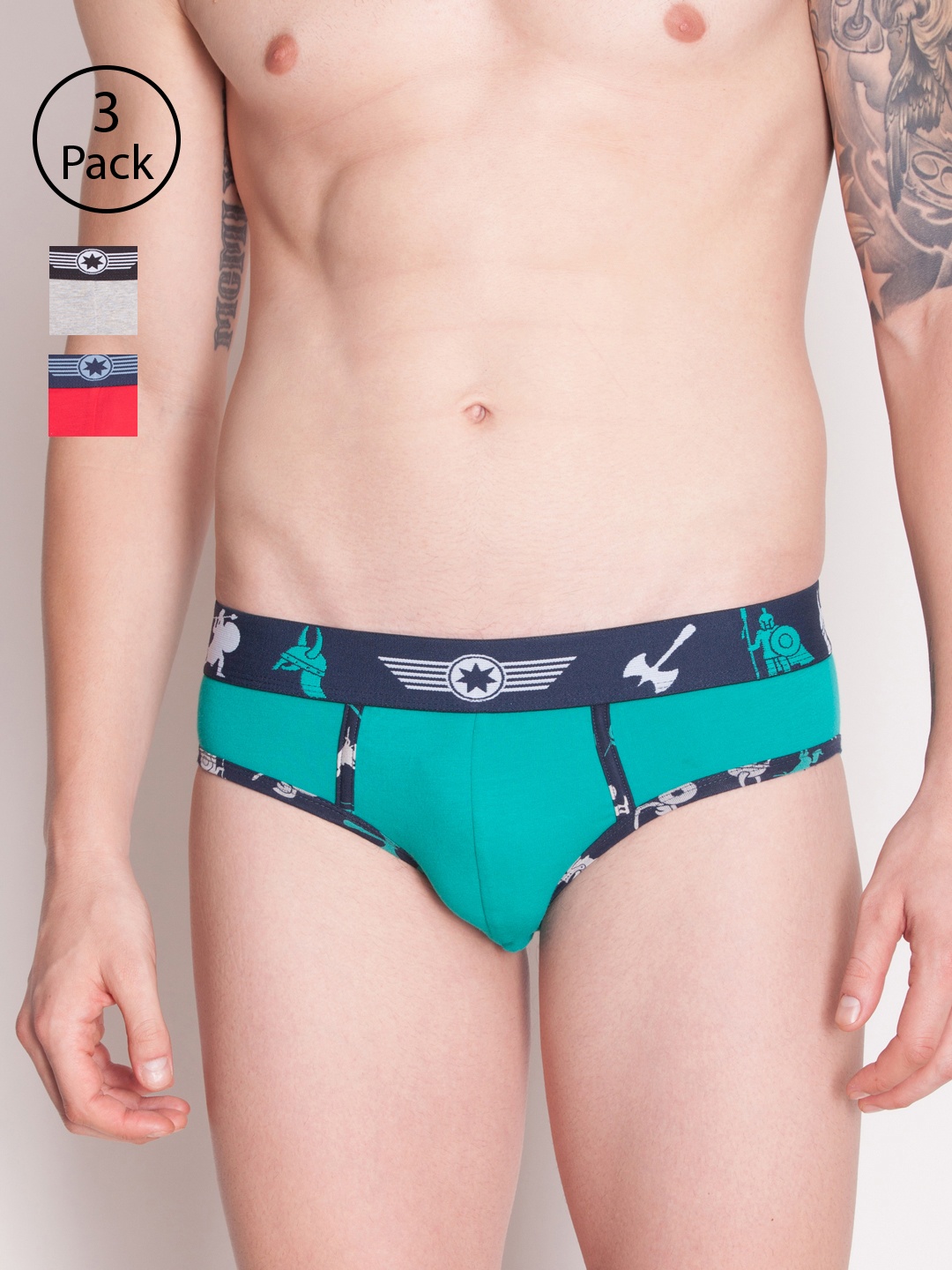 

Force NXT Men Pack of 3 Assorted Colourblocked Basic Assorted Briefs MNFL-34-PO3