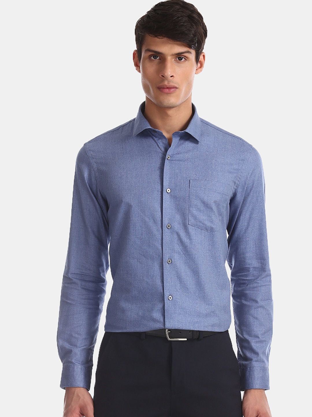 

Arrow Men Blue Slim Fit Self Design Casual Shirt