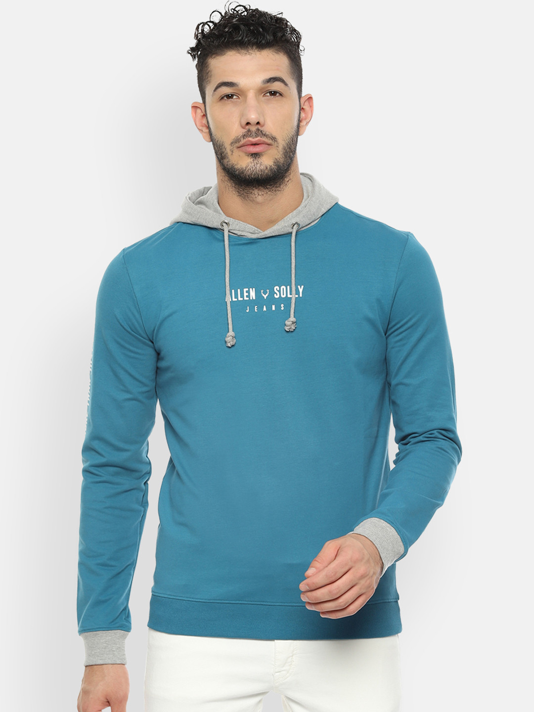

Allen Solly Sport Men Blue Printed Hooded Sweatshirt