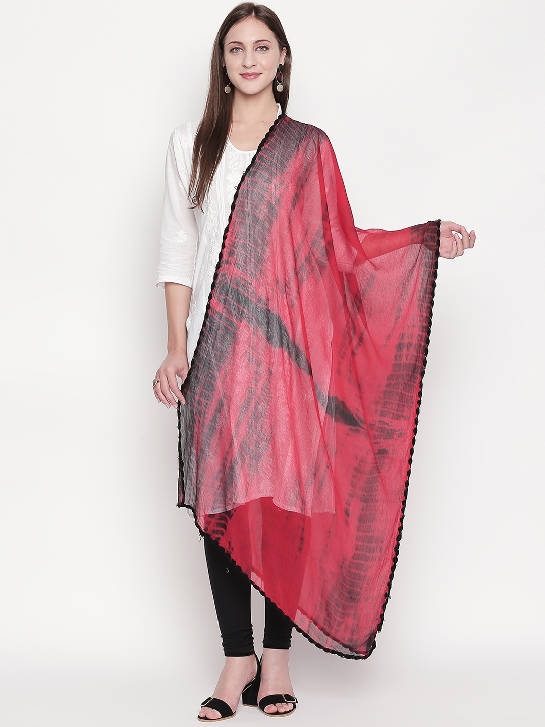 

Dupatta Bazaar Red & Black Shibori Dyed Dupatta