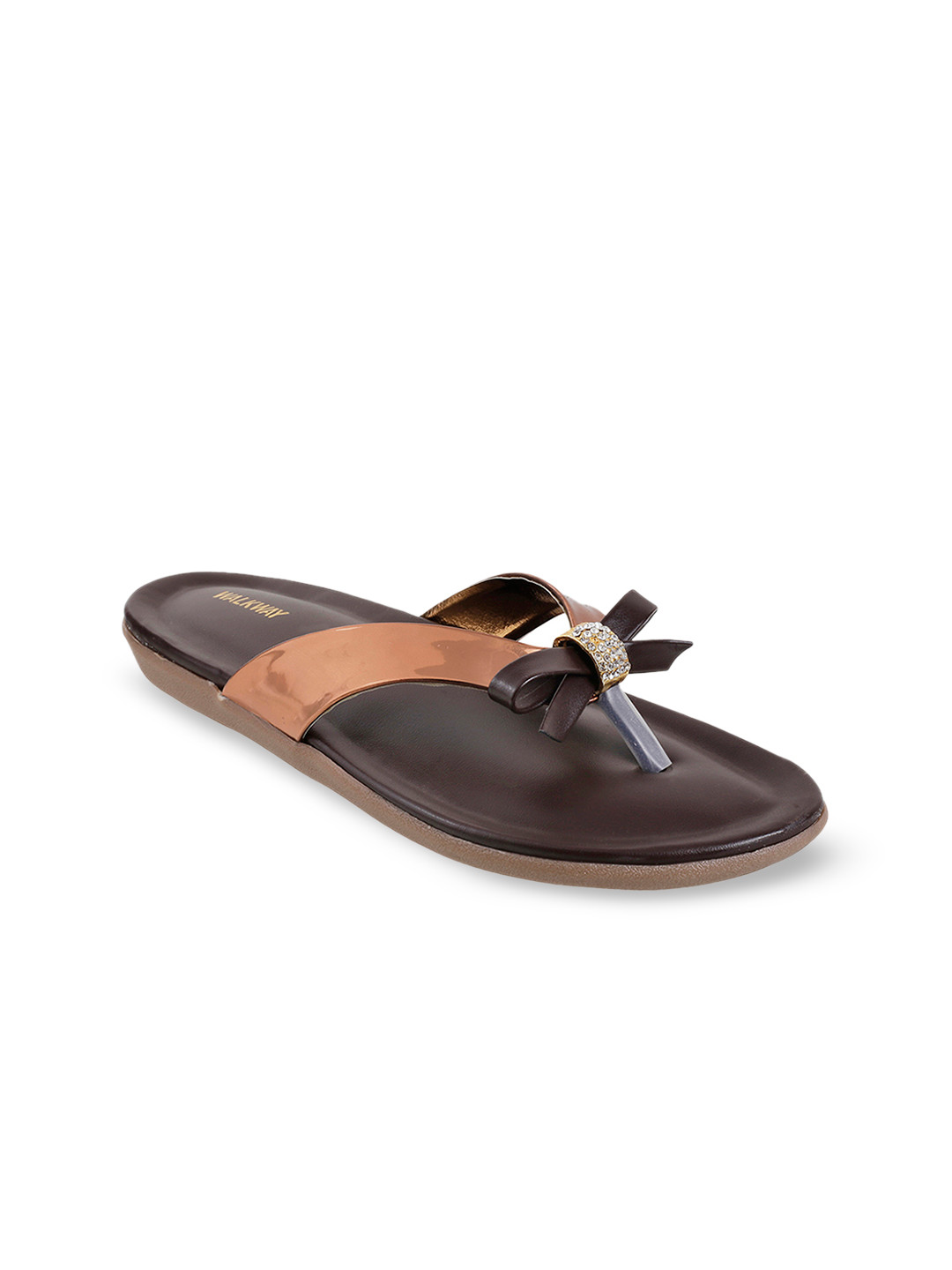

WALKWAY by Metro Women Brown Solid Open Toe Flats