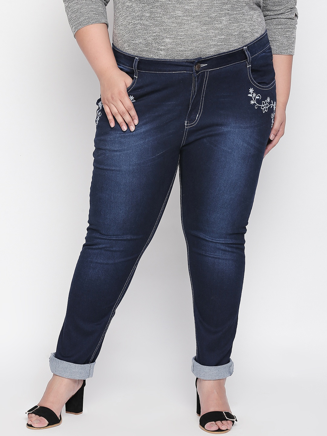 

ZUSH Plus Size Women Navy Blue Regular Fit Mid-Rise Clean Look Jeans