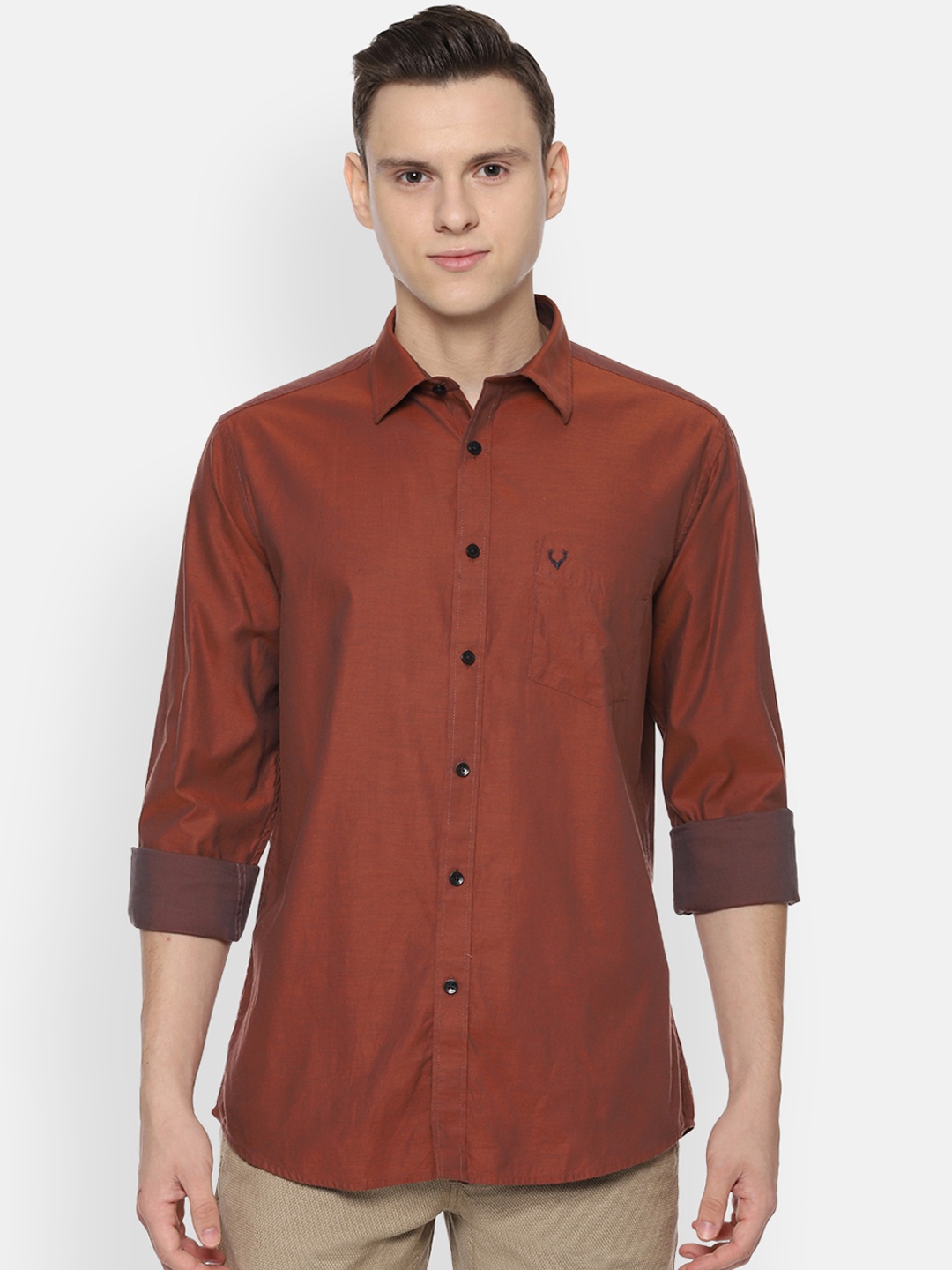 

Allen Solly Men Brown Slim Fit Solid Casual Shirt