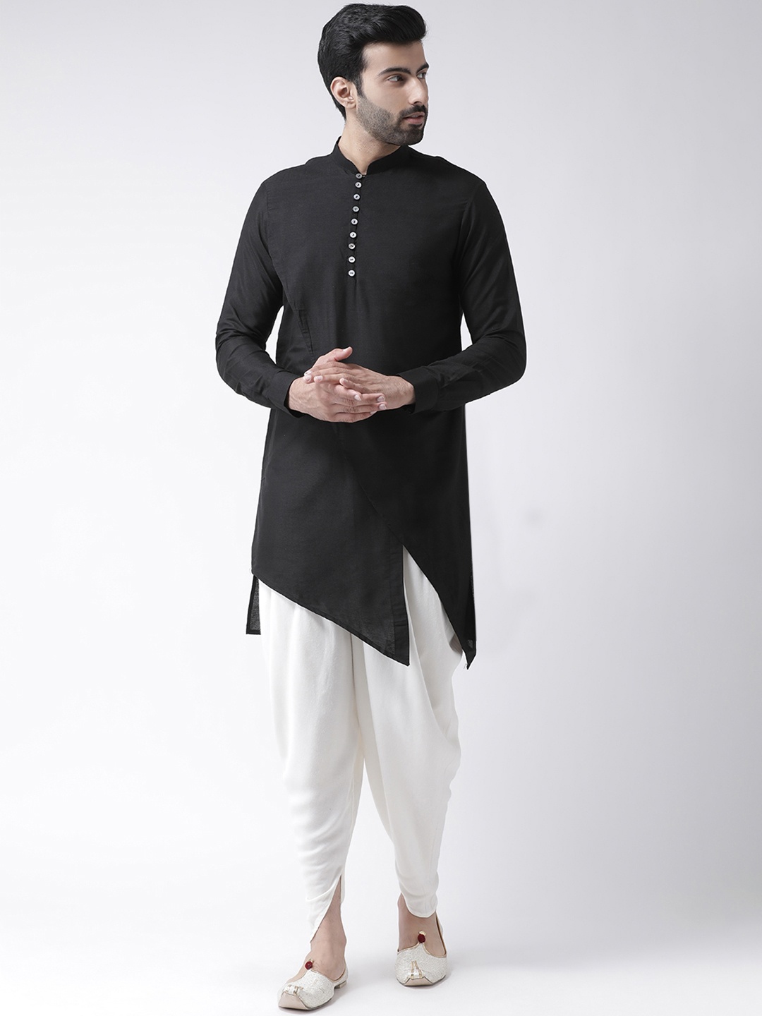 

KISAH Men Black Solid Kurta with Harem Pants