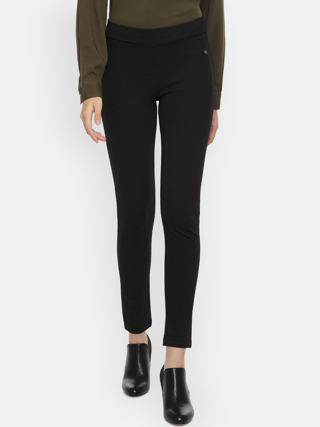 

Allen Solly Woman Black Regular Fit Printed Treggings