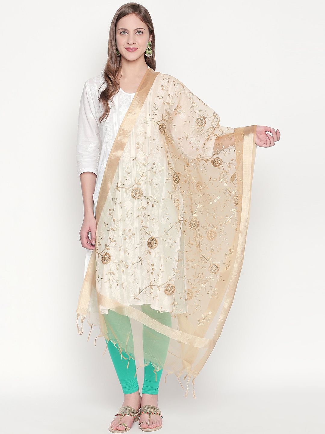 

Dupatta Bazaar Gold-Toned Embroidered Dupatta