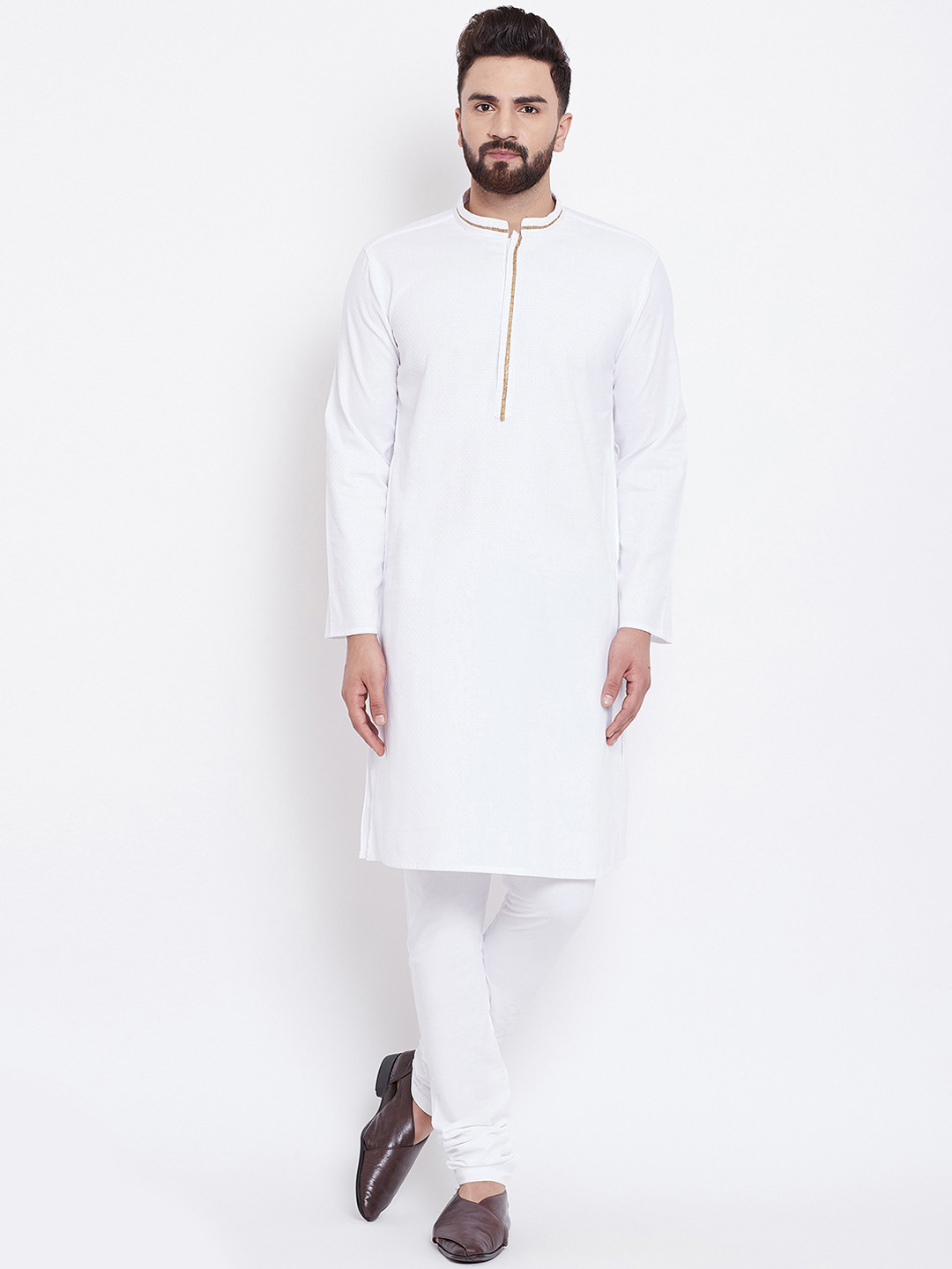 

even Men White Solid Straight Kurta