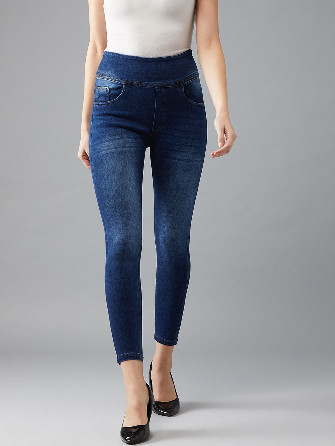 

DOLCE CRUDO Women Blue Solid Skinny Fit Jeggings