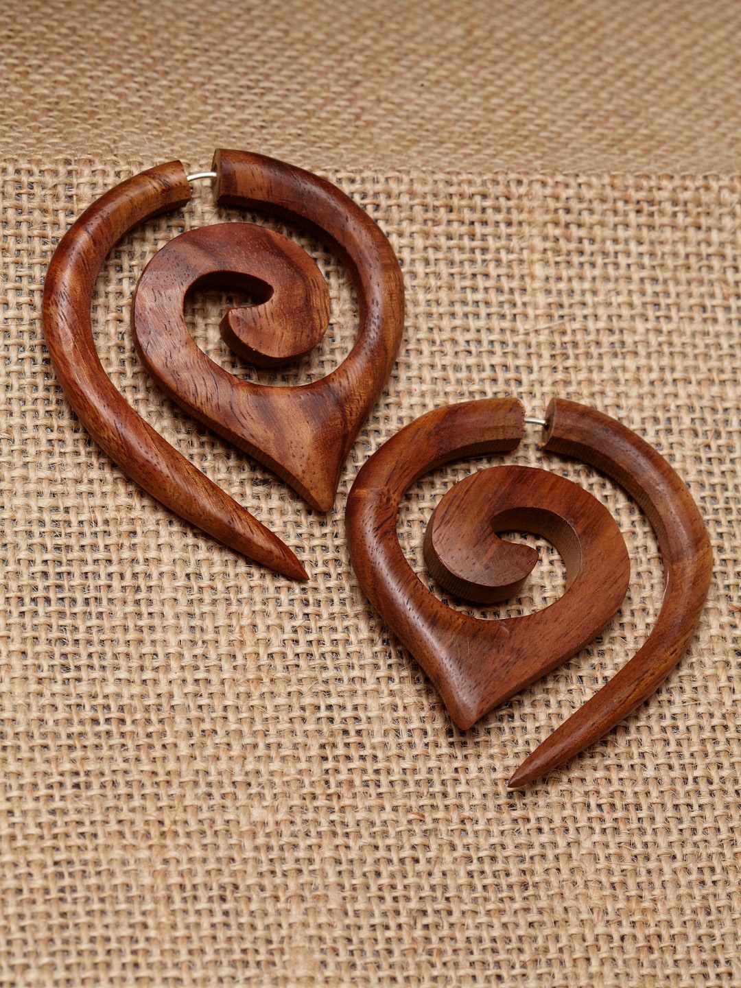

PANASH Brown Floral Handcrafted Hoop Earrings