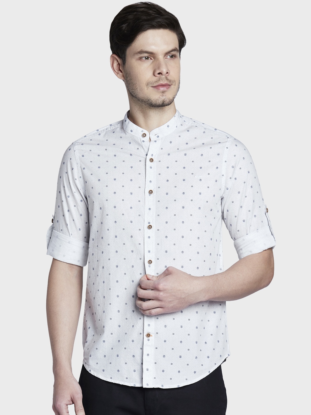 

ColorPlus Men White Slim Fit Printed Casual Shirt