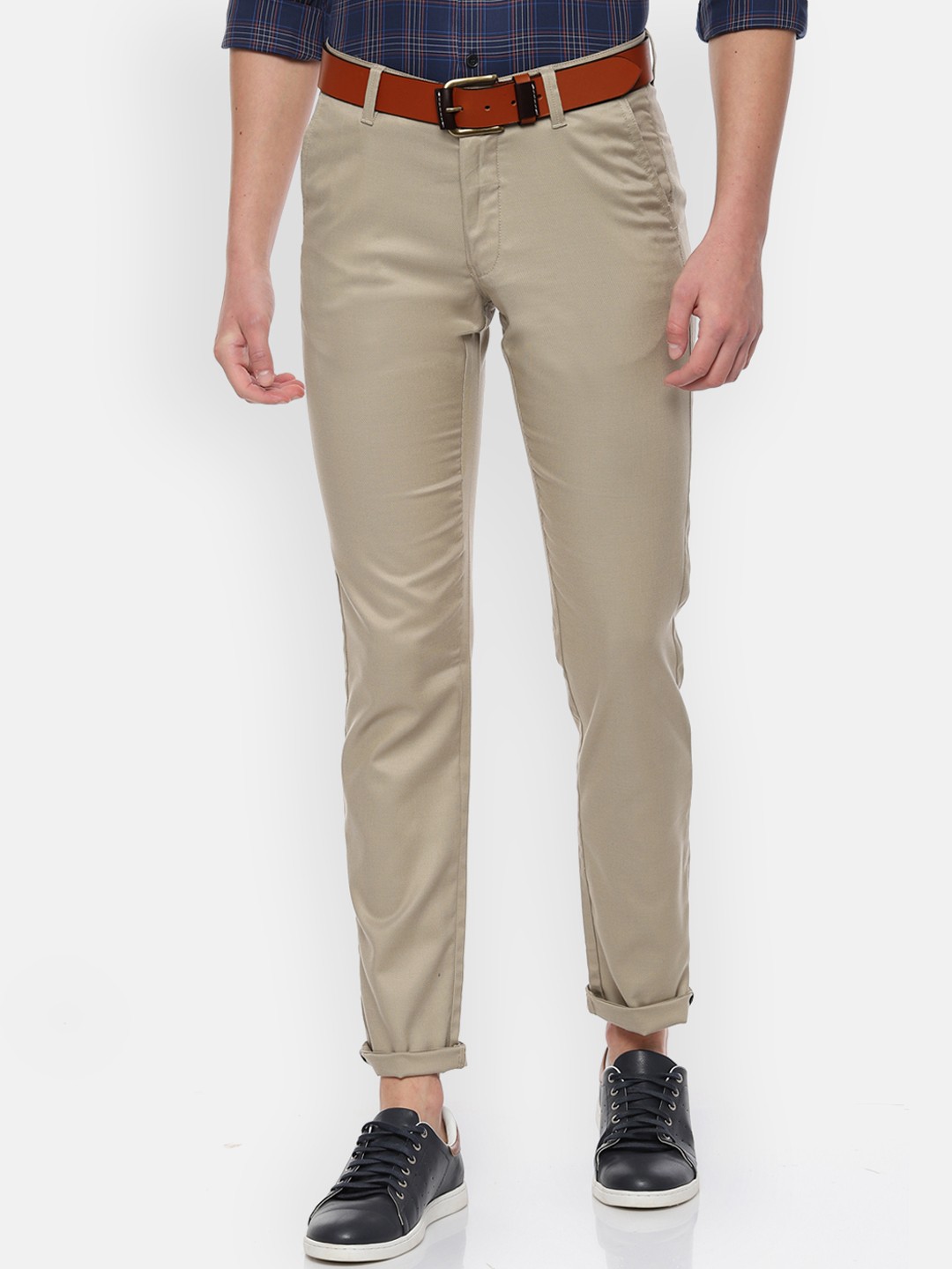 

Van Heusen Sport Men Beige Slim Fit Solid Regular Trousers