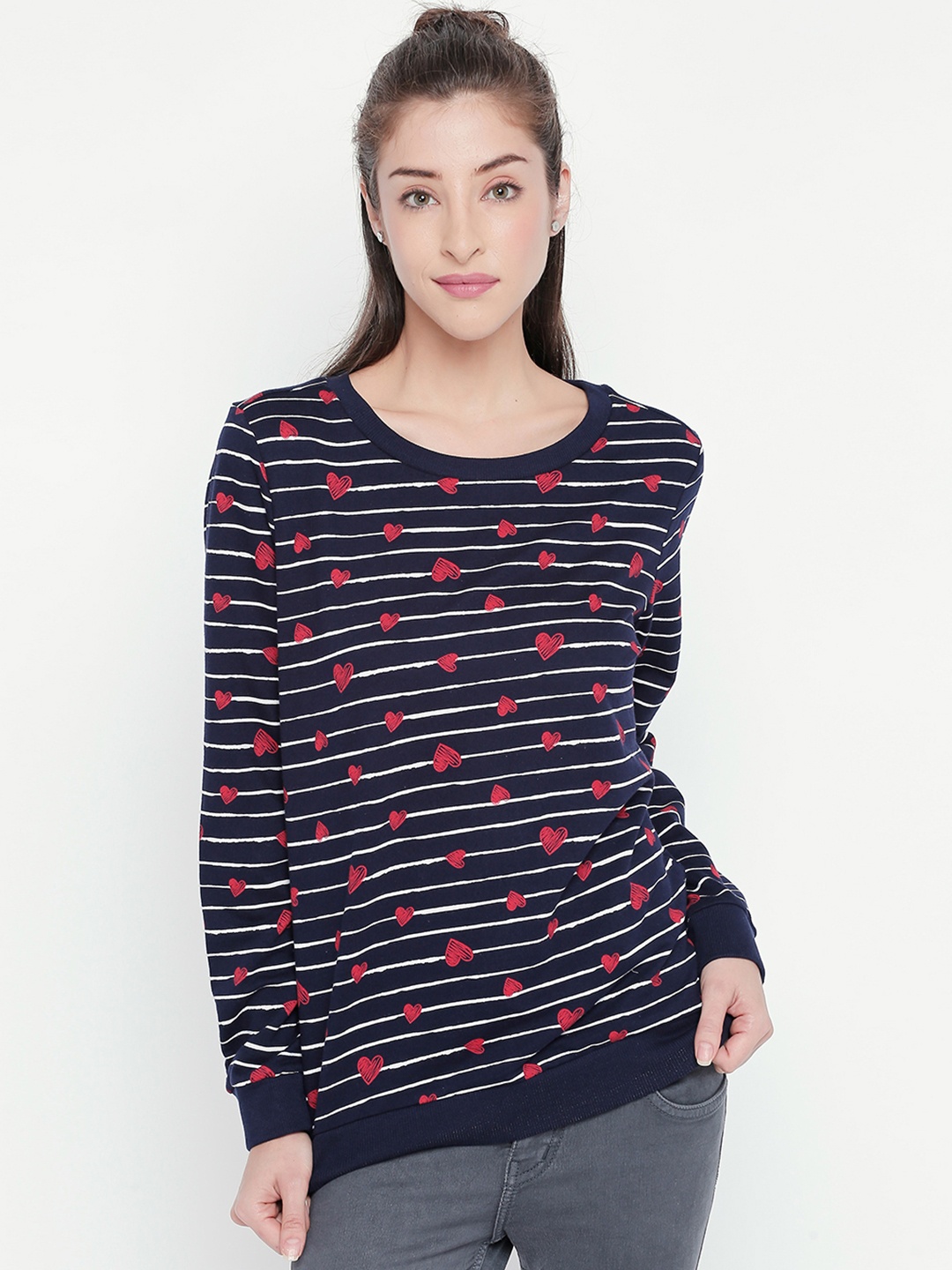 

Honey by Pantaloons Women Navy Blue Printed Sweatshirt