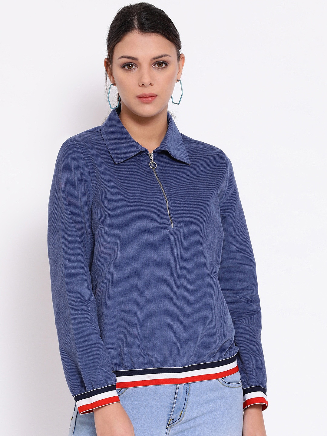 

Oxolloxo Women Blue Solid Sweatshirt