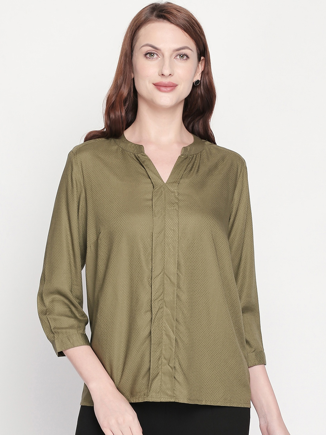 

Honey by Pantaloons Women Olive Brown Solid Top