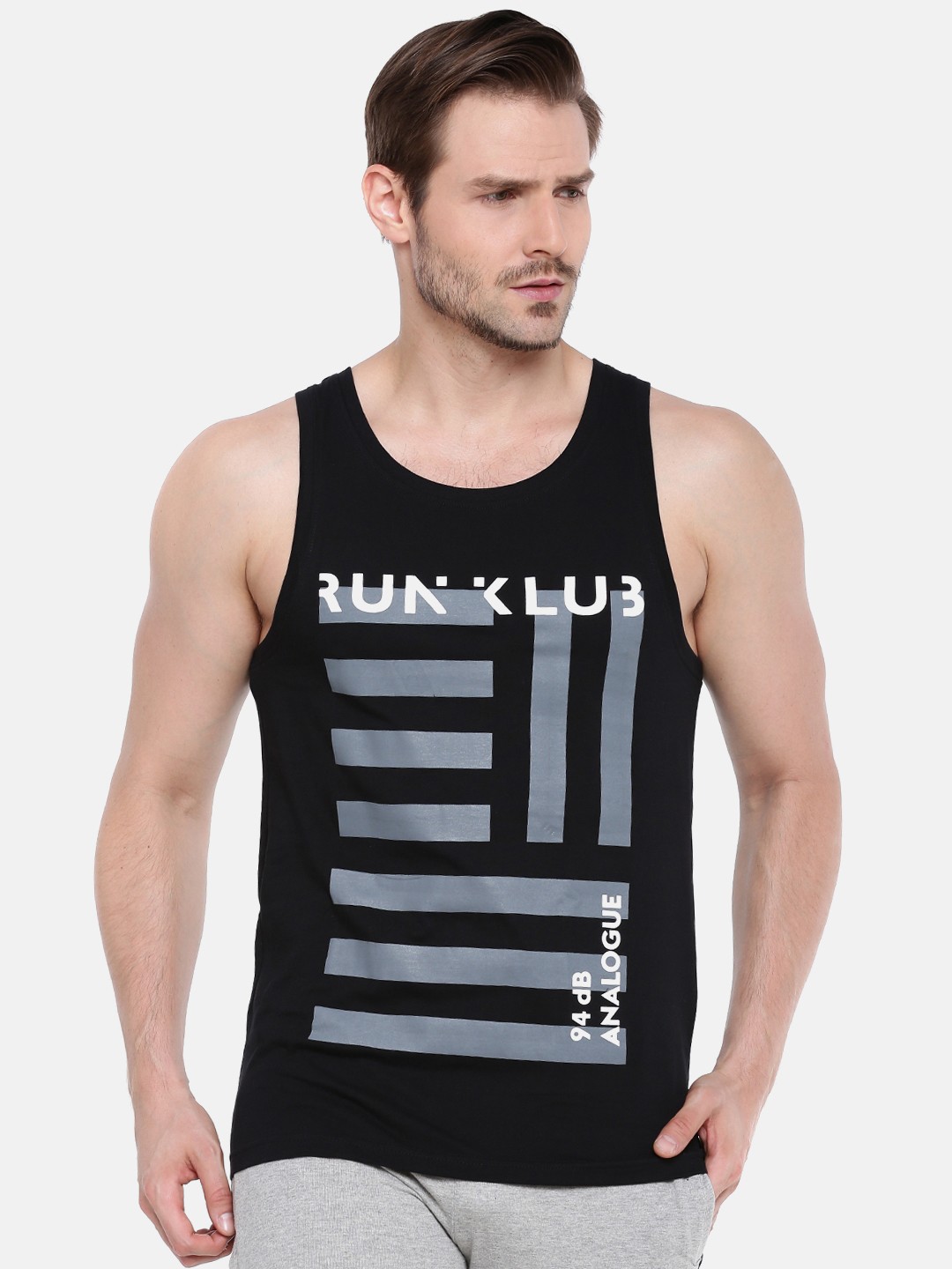 

Force NXT Men Printed Super Combed Cotton Innerwear Vest, Black