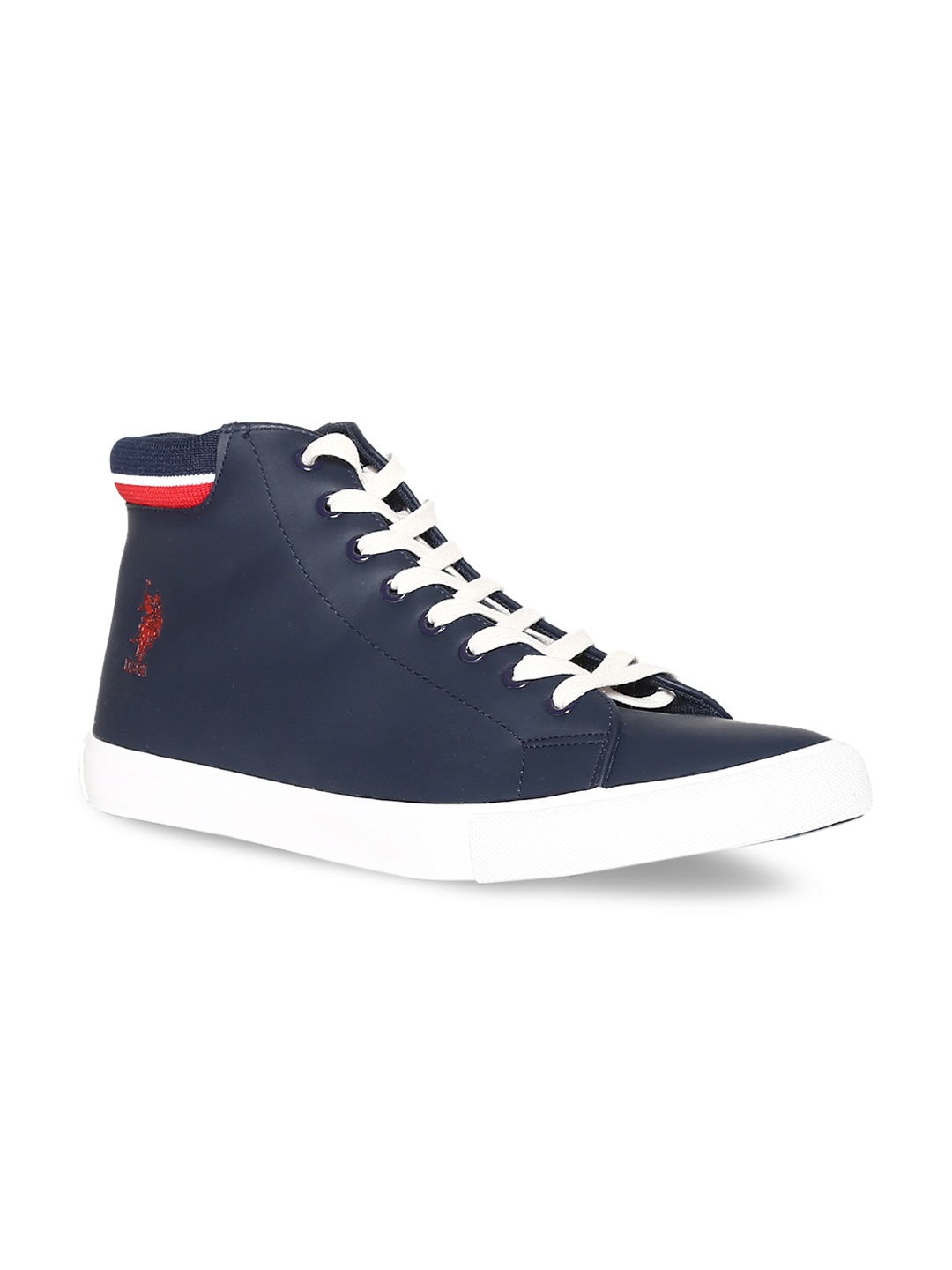 

U.S. Polo Assn. Men Navy Blue Solid LEON Mid-Top Sneakers
