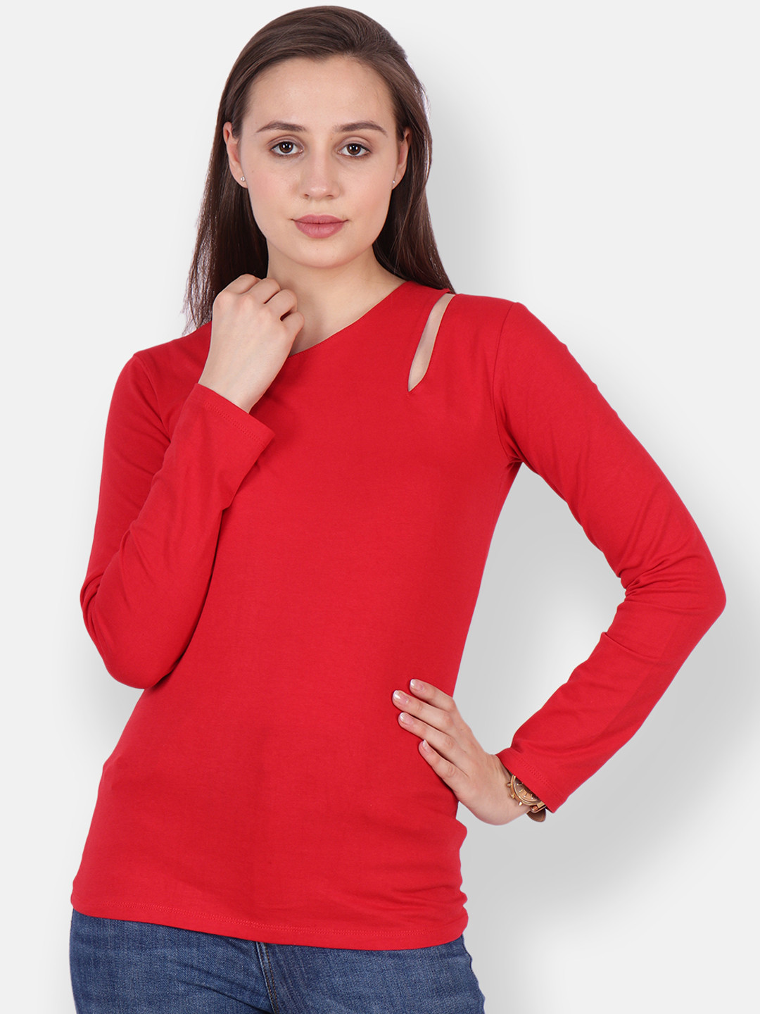 

SCORPIUS Women Red Solid Top