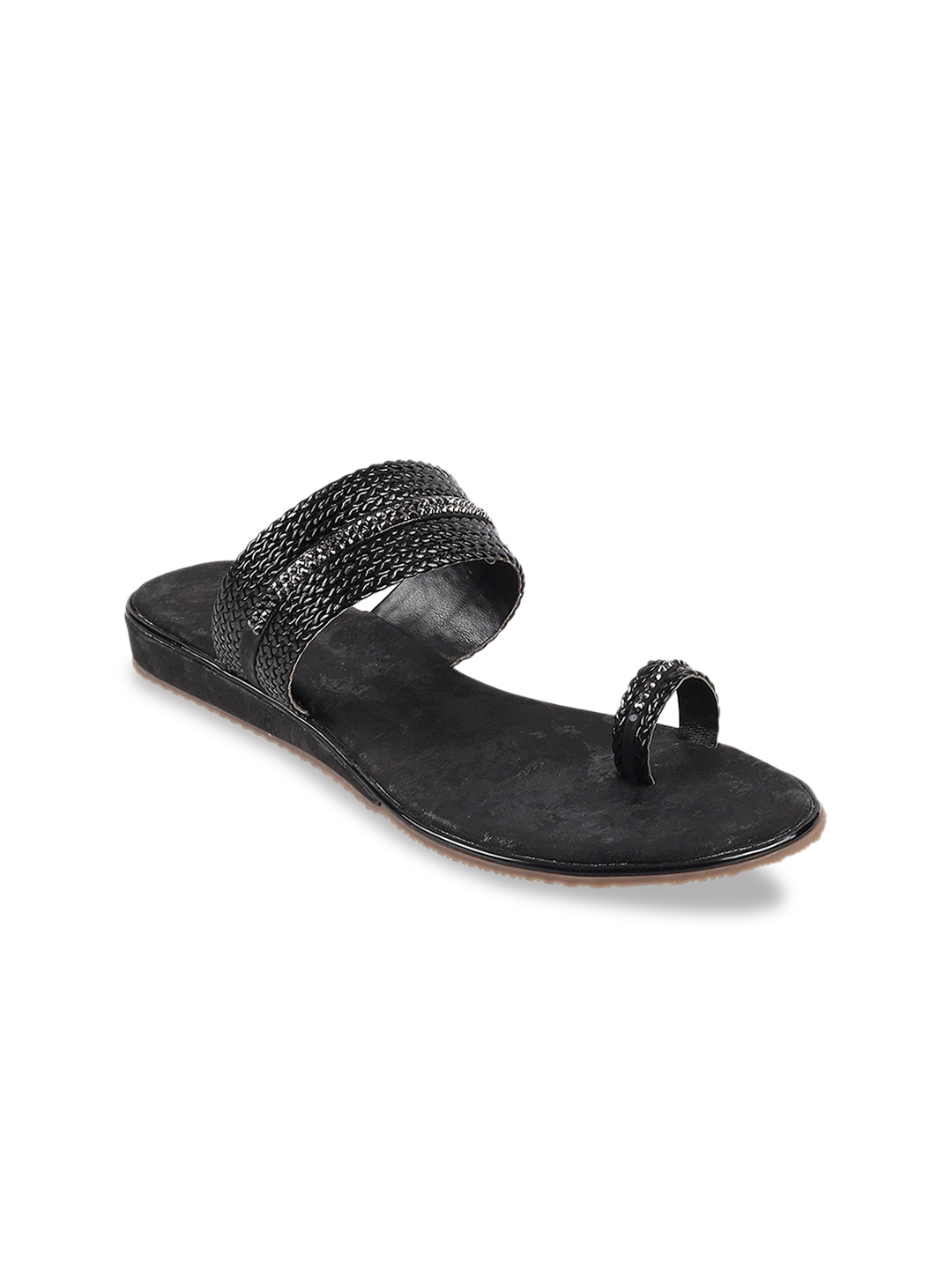 

WALKWAY by Metro Women Black Textured One Toe Flats