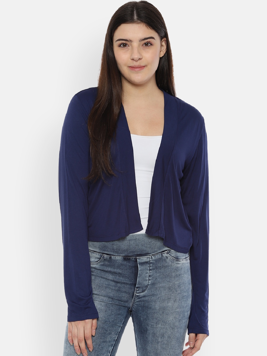

Allen Solly Woman Blue Solid Open Front Shrug