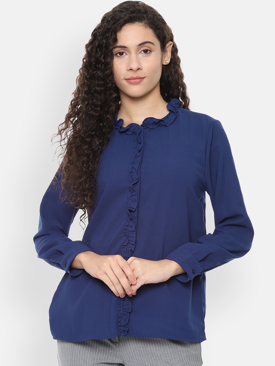 

Van Heusen Woman Navy Blue Solid Top