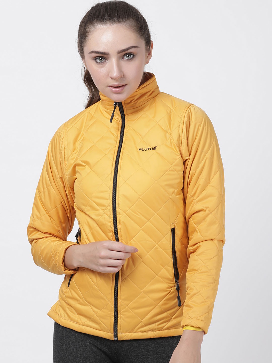 

Plutus Women Mustard Yellow Solid Windcheater Jacket