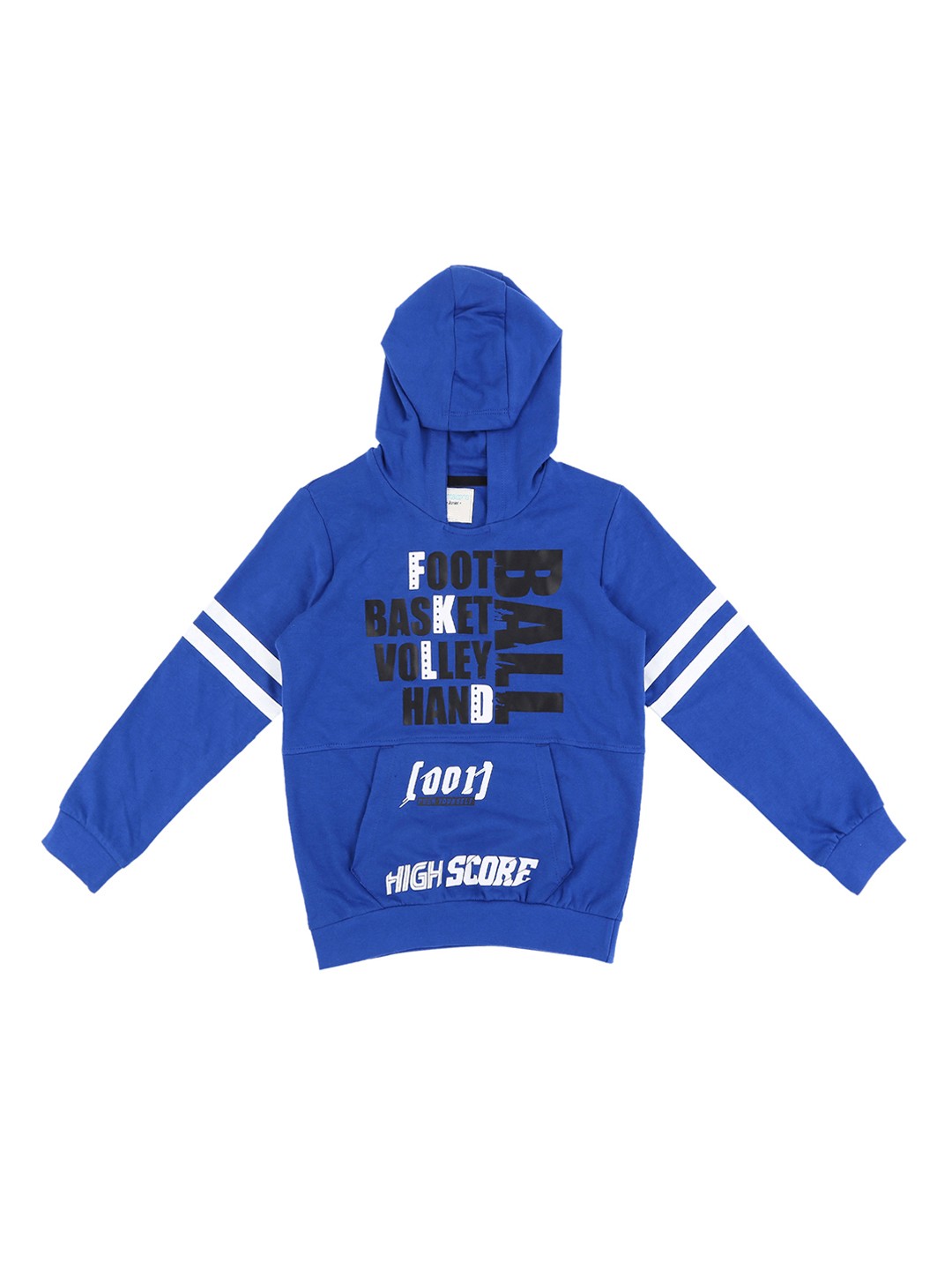 

Pantaloons Junior Boys Blue Printed Hooded Sweatshirt