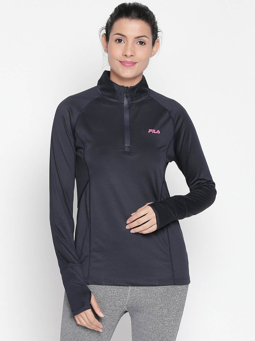 

FILA Women Navy Blue Solid Sporty Jacket