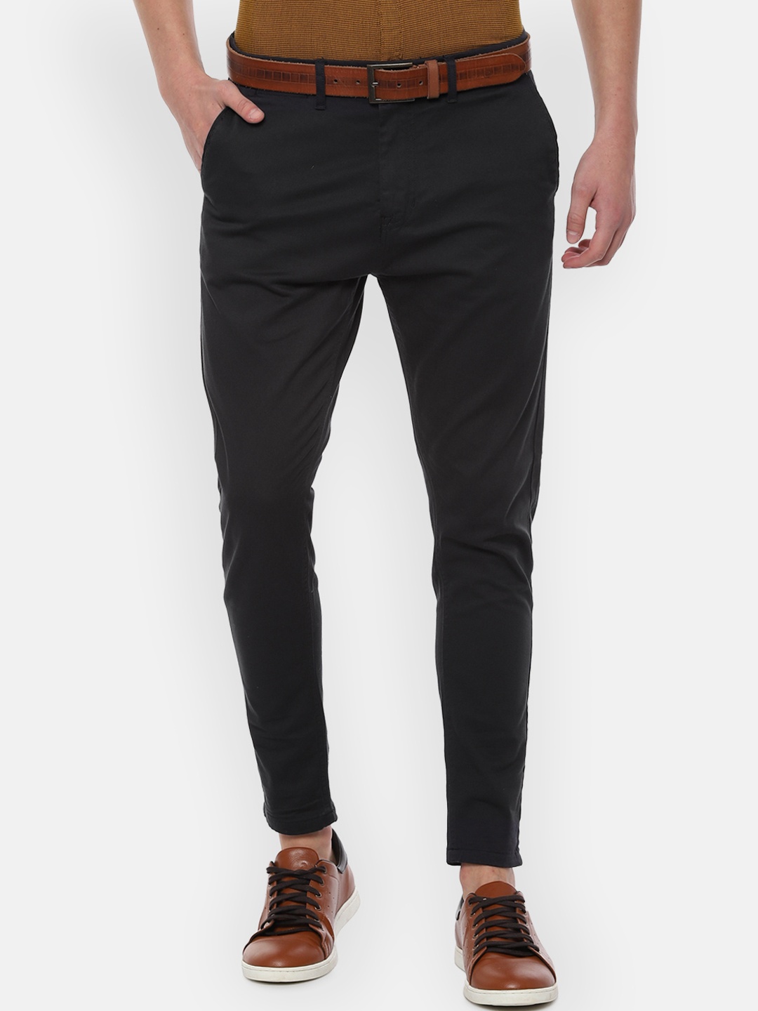 

People Men Black Regular Fit Solid Formal Trousers