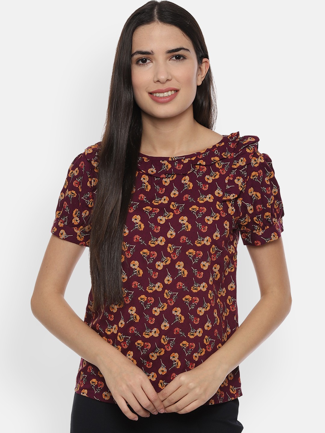 

People Women Purple Printed Top