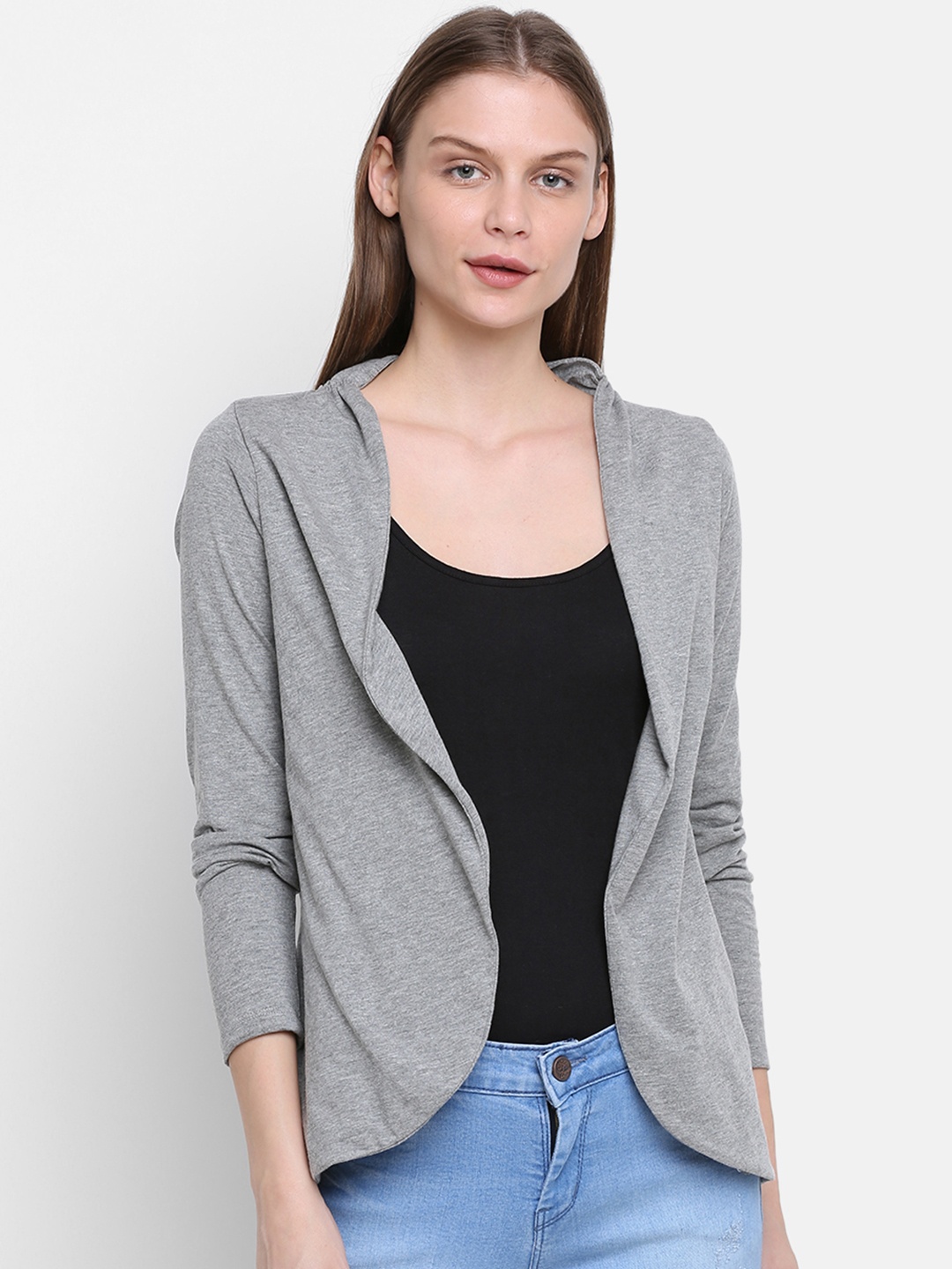 

Rute Women Grey Solid Open Front Shrug