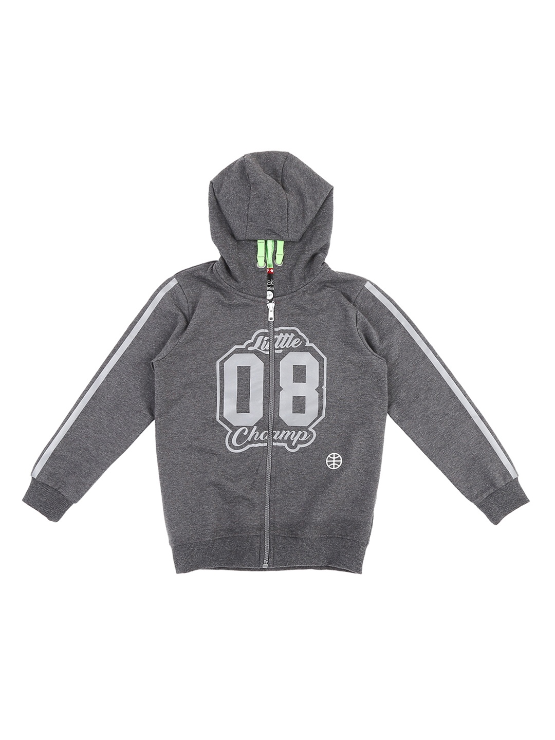 

Pantaloons Junior Boys Grey Printed Hooded Sweatshirt