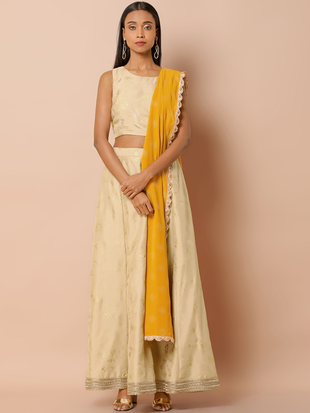 

INDYA Yellow Embroidered Dupatta