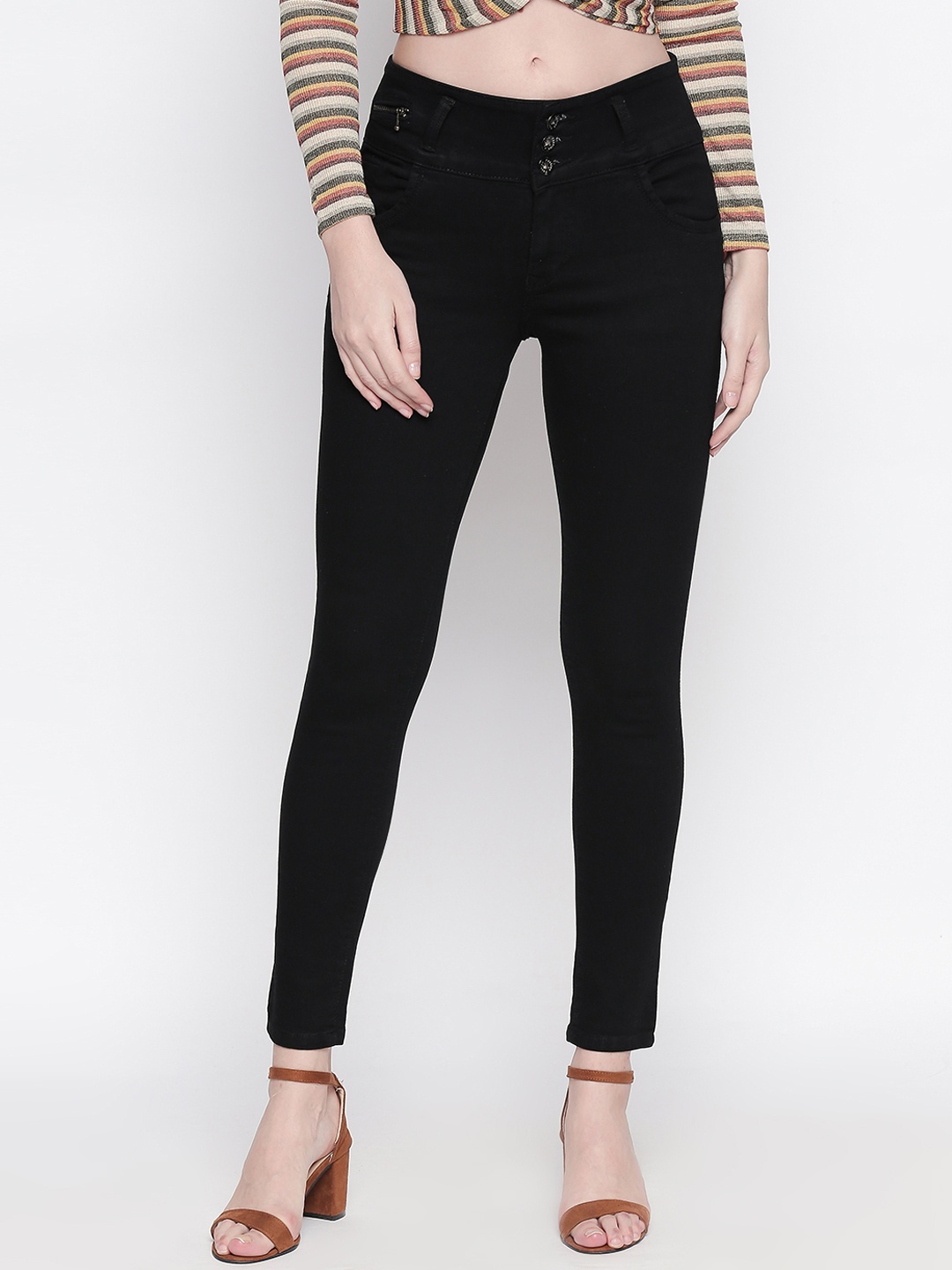 

High Star Women Black Slim Fit High-Rise Clean Look Stretchable Jeans