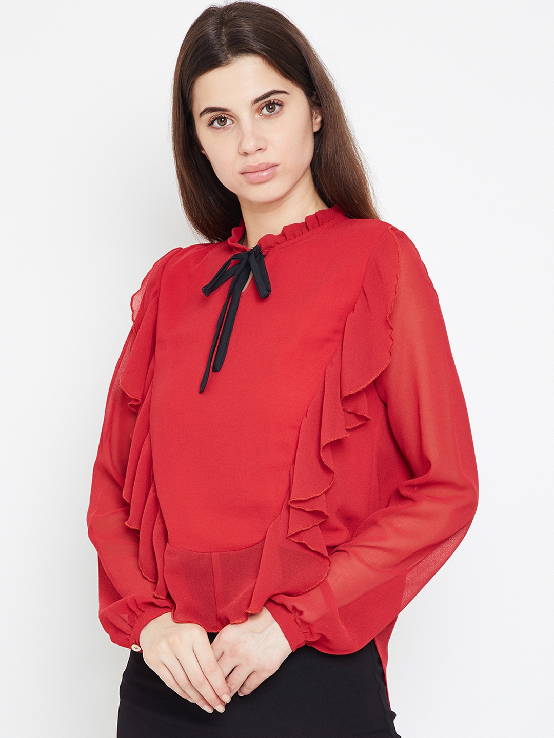 

Oxolloxo Women Red Solid High-Low Top