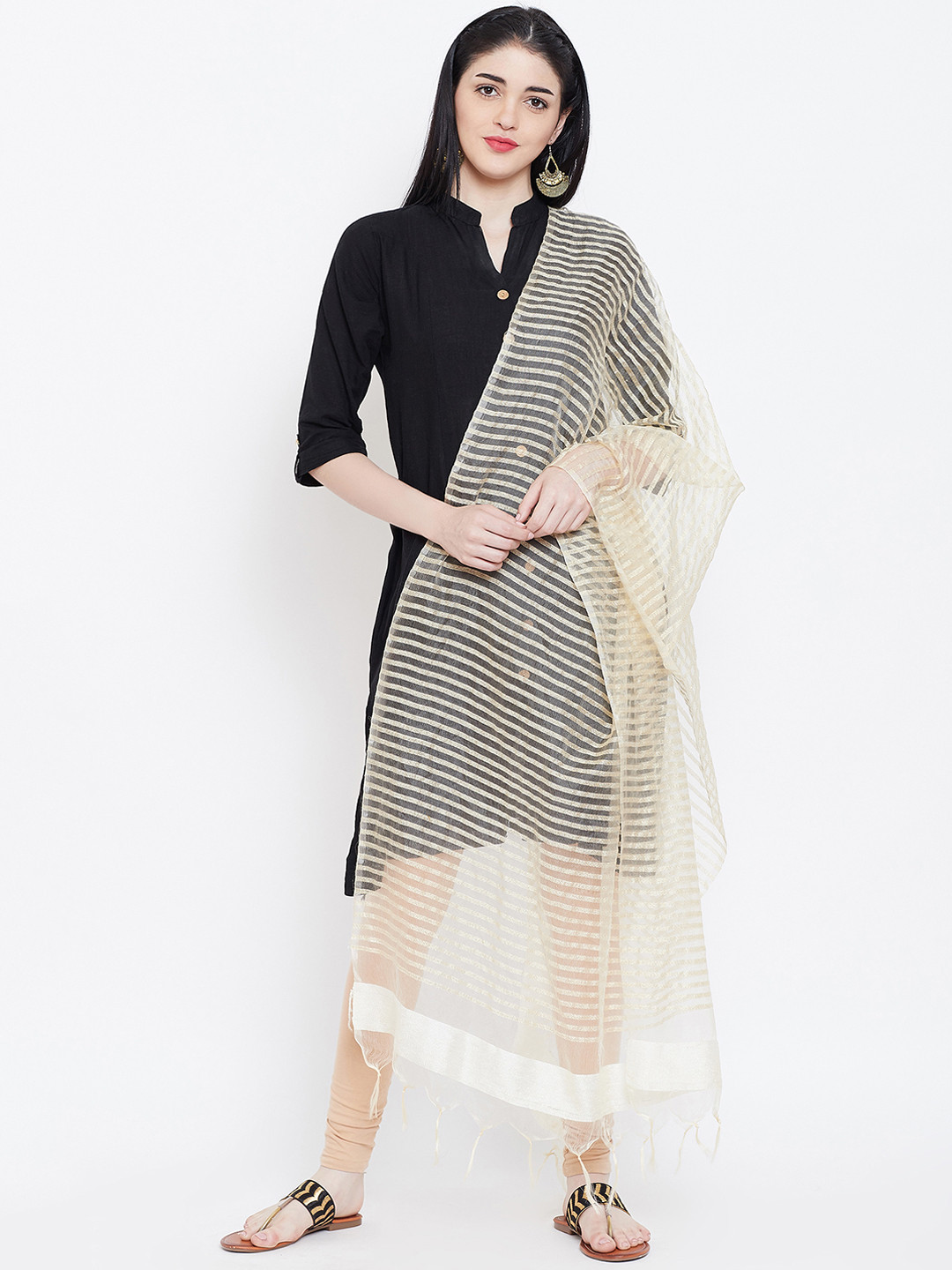 

studio rasa Beige Striped Dupatta