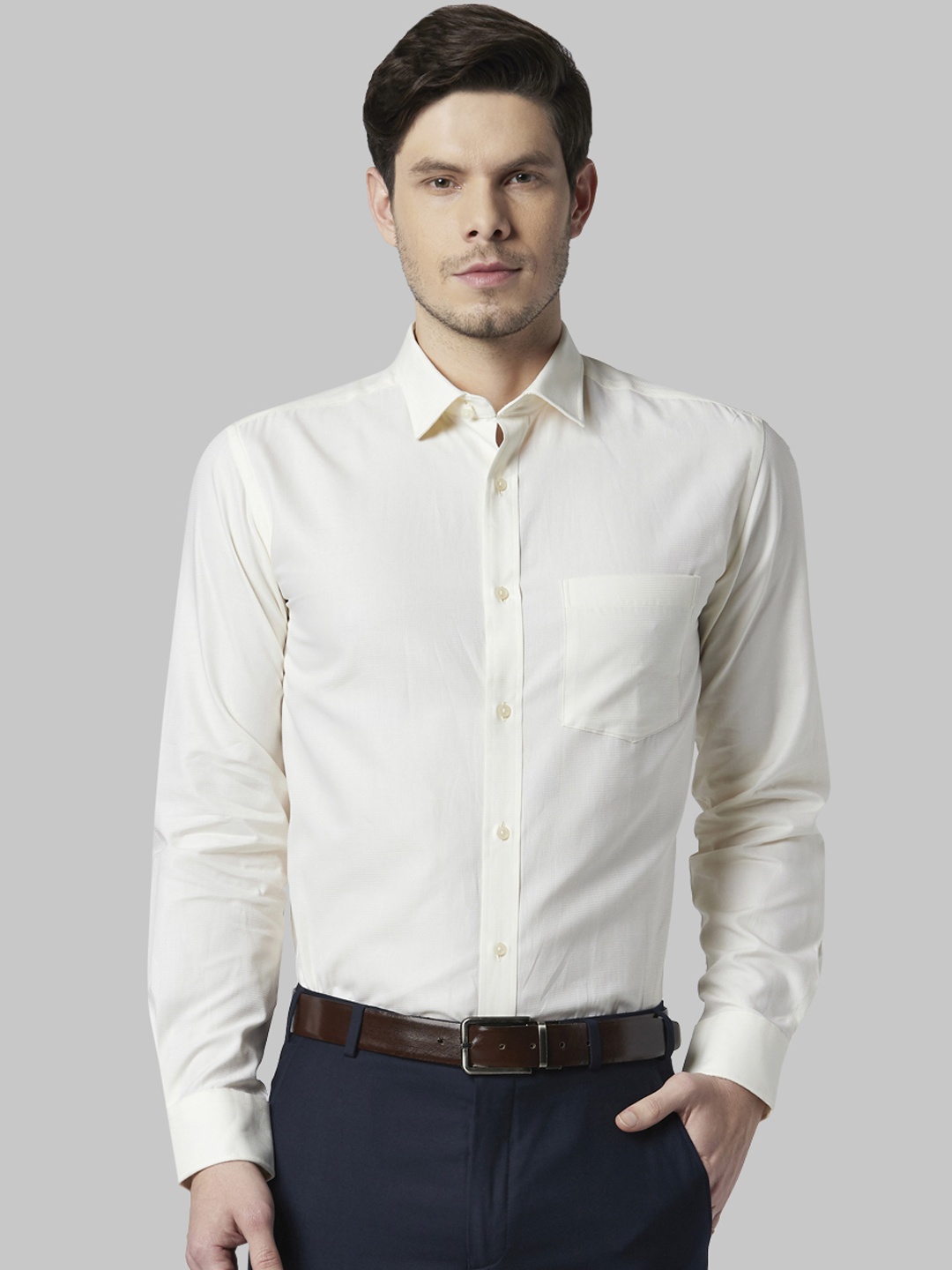 

Park Avenue Men Regular Fit Solid Formal Shirt, Cream