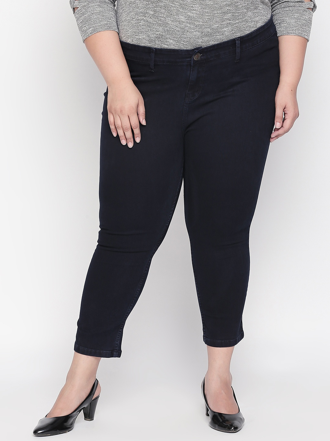 

ZUSH Plus Size Women Blue Solid Cropped Jeggings