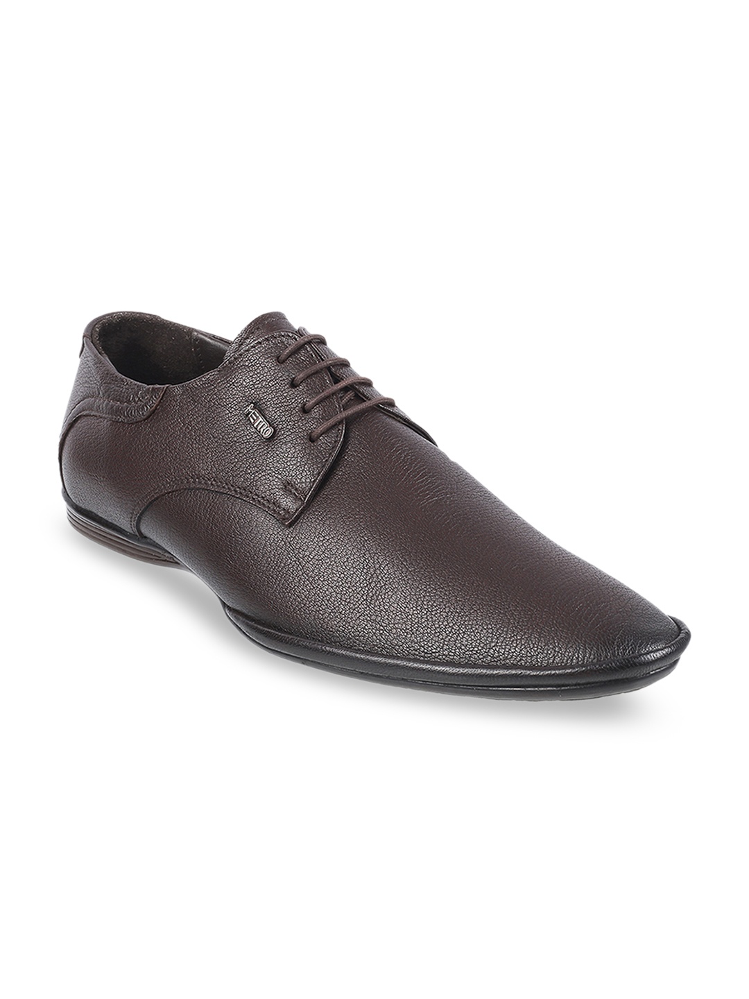 

Metro Men Coffee Brown Solid Leather Formal Derbys