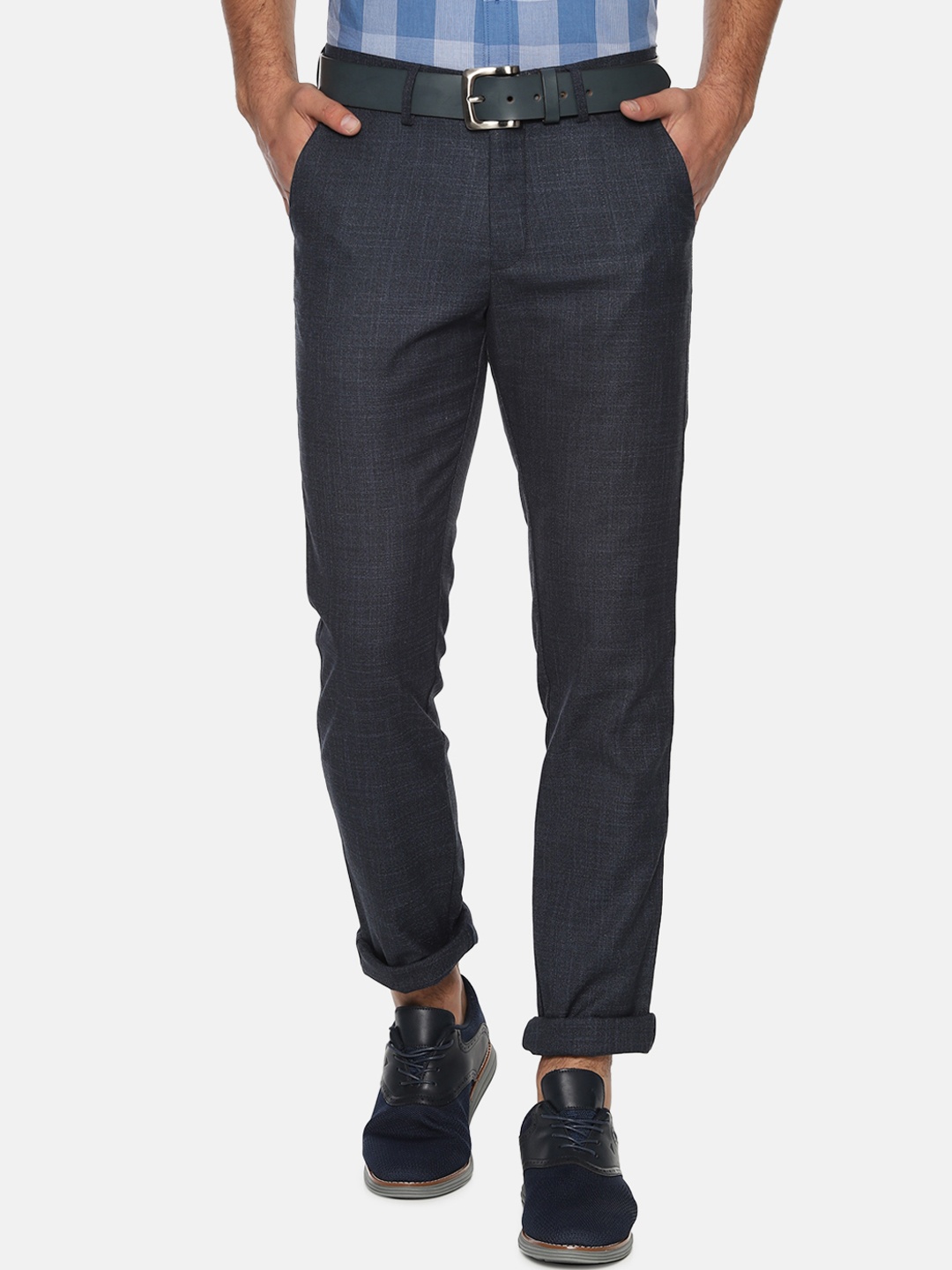 

Allen Solly Men Grey Regular Fit Self Design Regular Trousers