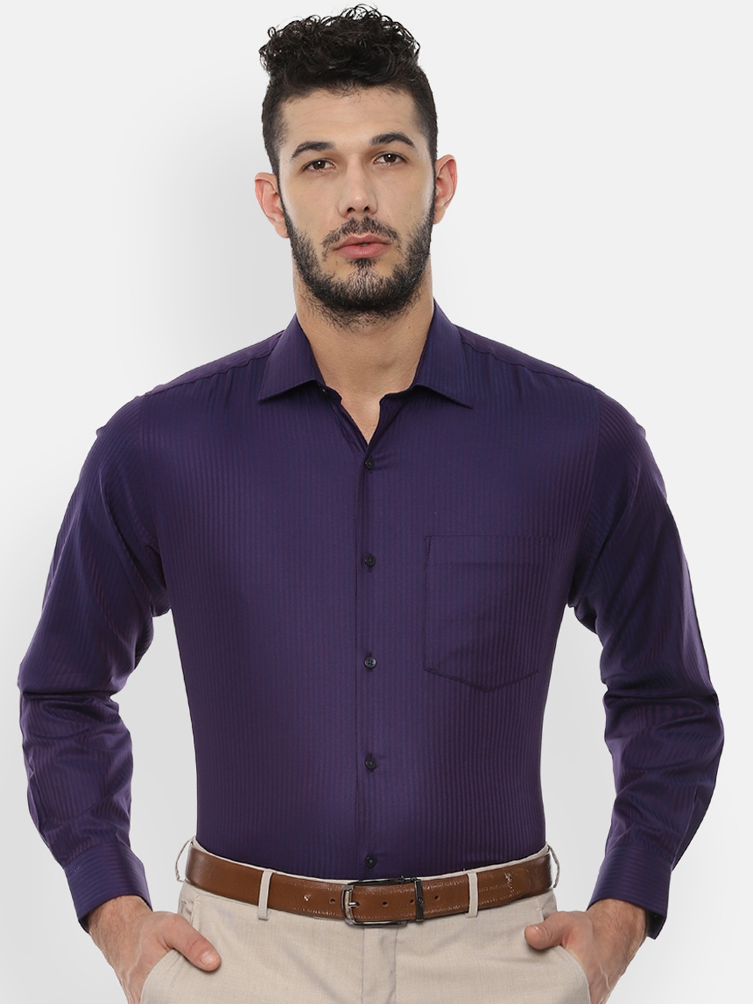 

Van Heusen Men Purple Regular Fit Self Design Formal Shirt