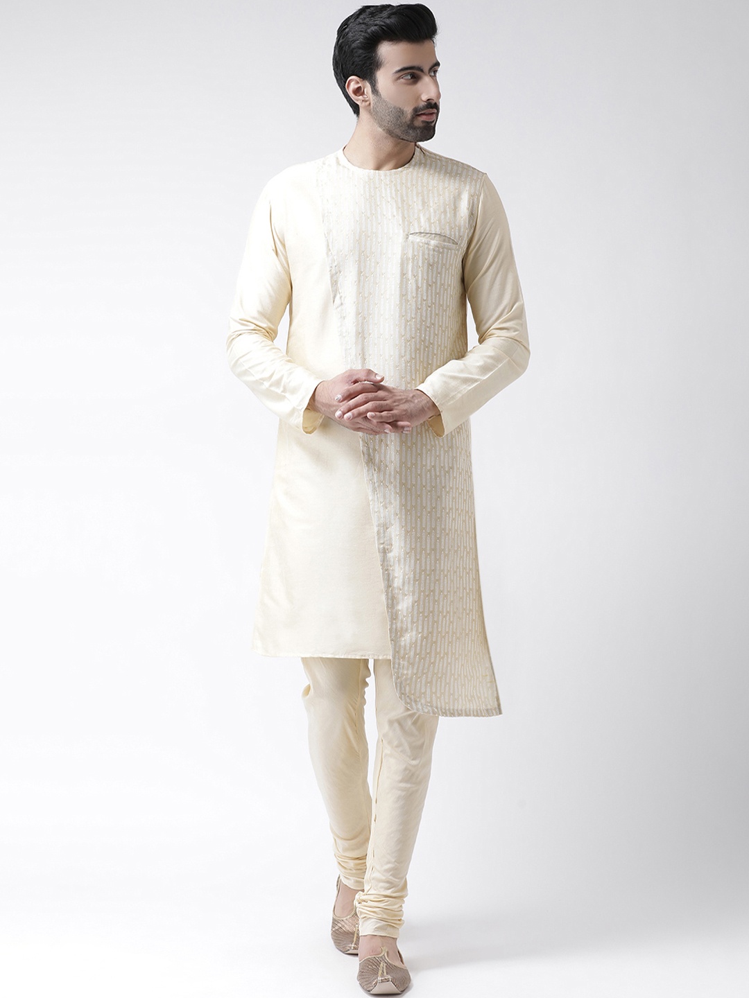 

KISAH Men Cream-Coloured Printed Straight Kurta