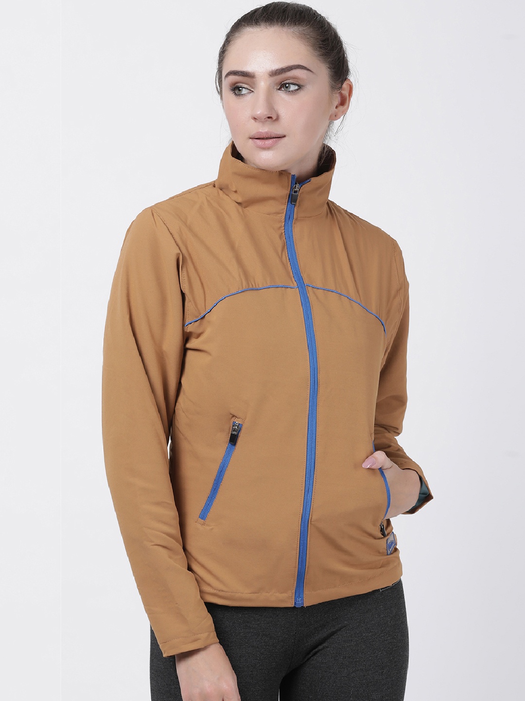 

Plutus Women Brown Solid Windcheater Jacket